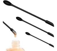 3PCS jar Scraper Black mini Silicone Telescopic Spatula Mini Silicone Spatula Small Silicone Spoons and Spatula Tiny spatulas for Makeup Narrow Bottle Long Handle Silicone Lotion Stirrer