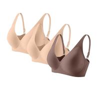 3PCS Jelly Bras for Women UK Plus Size Gather Bra Soft Comfortable Wireless Push up Bras Womens Lingerie Everyday Sports Bra Large Breasts Black Bralette Travel Essentials Ladies Girlfriend Birthday