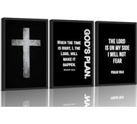 3Pcs Jesus Cross Canvas Wall Art Black and White Scripture Poster Christian Inspirational Painting Picture Catholic Religious Bible Wall Decor for Church Prayer Room Office Living Room 30x40cm