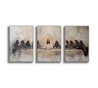 3Pcs Jesus Last Supper Wall Art Christian Wall Decor Religious Faith Canvas Painting Scripture Jesus Wall Painting for Living Room Bedroom Church Unframe-style 24x36inch(60x90cm)