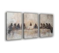 3Pcs Jesus Last Supper Wall Art Christian Wall Decor Religious Faith Canvas Painting Scripture Jesus Wall Painting for Living Room Bedroom Church Frame-style 20x30inch(50x75cm)