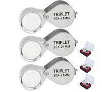 3PCS Jewellers Loupe 10x, 20x 30x Folding Handheld Jewelers Loupe