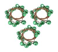3Pcs Jingle Bell Wreath Handcrafted Iron Metal Christmas Ornament Craft for Home Door Wall Decoration Xmas Holiday Festive Decor (Green)