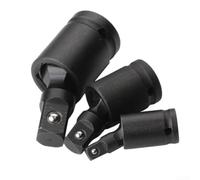3Pcs Joint Socket Adapter Set 1/4 3/8 1/2 Drive for Hard to Reach Areas - 360 Degree Rotation Pneumatic Wobble Adapter for Auto Mechanic Steel Build