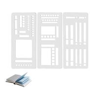 3PCS Journal Accessories, Handmade Flexible Record Template, Stencils Drafting Tools, Reusable Stencils for Painting, Crafts, Calligraphy, Journaling, Scrapbook & Planner Stencil (B)