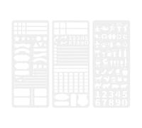 3pcs Journal Stencils, 3 Designs Record & Planner Stencils Templates Reusable Flexible Drawing Tool for Journaling Scrapbooking Notebooks Calendar DIY Crafts