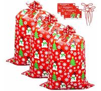3Pcs Jumbo Christmas Sacks Extra Large Xmas Sacks with Gift Tags & Rope,36x56Inch Xmas Huge Wrapping Sack Giant Gift Bags for Presents,Oversized Big Toy Bags for Christmas Party Favors