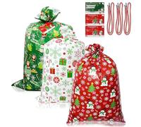 3pcs Jumbo Christmas Sacks for Gift,36x56" Extra Large Gift Christmas Bag with Tags Rope，Strong,Snowman,Santa Claus,Snowflake 3 Style Enormous Bags,Giant Xmas Bags Sacks Large for Presents Party Favor