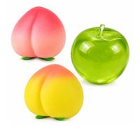 3Pcs Jumbo Squishies, Peach Squishy, Large Squeeze Items, Three Piece Set with Peach and Green Apple Designs, Soft Sensory Items for Everyday Use