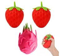 3Pcs Jumbo Squishy, Includes Two Red Strawberry and One Dragon Fruit Squishy, Soft Sensory for Quiet Moments, Portable for Exams and Office, Great Gift Option