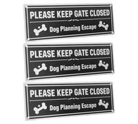 3pcs Keep Gate Closed Dog Warning Sign Wall Mounted Aluminum Plaque | Weatherproof Black Finish, Four Pre Drilled Holes, Bold Lettering, for Dog Gates and Yard Entrances