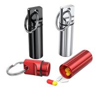 3Pcs Key Chain Pill Container, Portable Waterproof Aluminum Alloy Pill Container for Outdoor Picnic and Camping, Travel Bag, Cotton Needle Holder