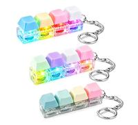 3Pcs Keyboard Fidget Toy, Colourful Clicker Fidget Toy with LED Light, 4 Buttons Keyboard Fidget for Anxiety Relief, Cool Keychain Gift for Friends, Colleagues and Gaming Enthusiasts