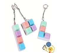 3PCS Keyboard Fidget Toy Funny Finger Keyboard Keychain Button Stress Relief Fidget Gifts for Home Office School Use Finger Clicker Button Decompression Gift for Adults Kids Pass the Time (StyleC)