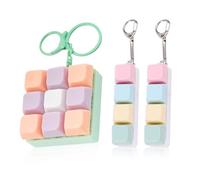 3PCS Keyboard Fidget Toy Funny Finger Keyboard Keychain Button Stress Relief Fidget Gifts for Home Office School Use Finger Clicker Button Decompression Gift for Adults Kids Pass the Time (StyleA)