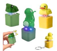 3Pcs Keyboard Fidget Toy, Quacking Duck Fidget Toys, Croaking Frog Lizard Keychain, Stress Sensory Toys with Sound Light, Keyboard Clicker Fidgets for Adults Kids Autism