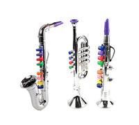 3Pcs Kids Musical Instruments Toy Clarinet,Saxophone Trumpet,Wind and Brass Musical Instruments Combo for Toddlers Play