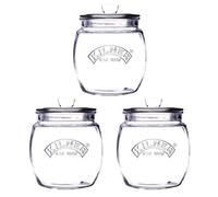 3Pcs Kilner 850Ml Glass Push Top Tea Coffee Sugar Airtight Storage Canister Jar