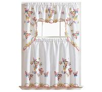 3pcs Kitchen Curtain/Cafe Curtain Set, Air-brushed By Hand of Flying Butterfly Design by GOHD