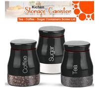 3Pcs Kitchen Storage Canisters Tea Coffee Sugar UK