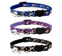 3PCS Kitten Collar, Cat Collar with Bell, Quick Release Cat Collars with Bells, Reflective Cat Collars for Safety, Adjustable 19-32 cm(Black, Purple, Royal Blue)