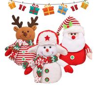 3Pcs Knitted Christmas Apple Bags with Drawstring Reusable 2024 New Chritmas Eva Santa Snowman Snowflake Deer Shaped Apple Candy Bags Bulk Storages For Chritmas Party Decor