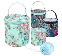 3Pcs Knitting Bag for Yarn Storage, Portable Foldable Crochet Tote Bags Yarn Organizer, Zippered Small Knitting Supplies Bag 600D Oxford Cloth Knittings Organizer for Yarns Crocheter Knitter Crafter