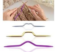3pcs Knitting Cable Needle, Crooked Twist Curved Hand Knit Needles for Sweater Knitting, Mixed Color Aluminum Yarn Stitch Holders Cable Knitting Needles, Sweater Knitting Tool (Random Color)