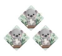 3PCS Koala Car Air Freshener Hanging Scented Cards Cute White Car Fresheners Long Lasting New Cars Scents for Women Men Natural Air Freshener with Lanyard Automotive Freshies