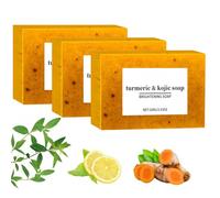 3Pcs Kojic Acid & Turmeric Soap, Kojic Acid Soap, Natural Lemon Brightening Soap Bar, Tumeric Soaps, Acne, Dark Spots, Hyperpigmentation & Smooth Skin, Deep Cleansing, Refreshing