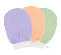 3PCS Korean Exfoliating Gloves Set - Eco-Friendly & Hypoallergenic Spa Mitts for Sensitive Skin, Hard Water & Keratosis Pilaris, Exfoliator Glove for Body/Feet (Green, Purple, Orange)