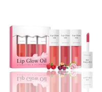 3PCS Korean Lip Oil,Fruit Glow Oil Set,Hydrating Glossy Tint for Smooth Shiny Lips,Long Lasting Moisturising Stain for Women,Plumping Lipgloss for Dry Lips(Raspberry, Cherry & Peony)