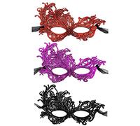 3pcs Lace Mask Masquerade Venetian Eyemask Women Flexible Masks for Masquerade Carnival Ball Birthday Halloween Costume