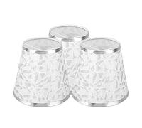 3Pcs Lampshades, Bedroom Bedside Lampshade Table Lamp Shade Cloth Lampshade Clip on Design Modern Barrel Fabric Lamp Shades for E14 Bulb Chandelier Wall for Table and Floor Light(Silver)