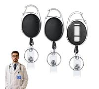 3PCS Lanyard Retractable Strong and Wear Resistant Extendable Key Chain with Carabiner Belt Clip and Key Ring Anti Lost Retractable Keychain for Holding ID Badges Keys Key Fobs and More