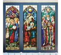 3Pcs Large 35 Inch Christmas Nativity Stained Glass Window Clings Nativity Scene Window Film Stickers Christian Religious Reusable Glass Decals for Xmas Holiday Church Sunday School Home Door Decor