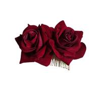 3pcs Large Burgundy Red Flower Hair Clip for Wedding Party Headwear Bridesmaid Bridal(Color 2)