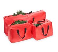 3pcs Large Christmas Tree Storage Bag Xmas Decorations Zippered Storage Waterproof Long Containers Durable Reinforced Carry Handles with Garland Decoration Bags