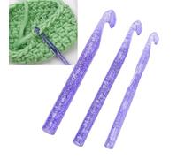 3PCS Large Crochet Hooks 10mm 12mm 15mm Big Huge Crochet Hook Set Long Crochet Needles Transparent Sequin Plastic Yarn Weave Tool Yarn Needles Plastic Crocheting Needles for DIY Crafts