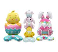 3Pcs Large Easter Bunny Foil Balloons - Rabbit Chicken Shaped Balloon, Standing Bunny Chick Balloons With Base, Ideal For Easter Party Spring Decor Birthday Home Decor Indoors Outdoors Garden Yard