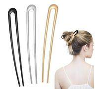 3pcs Large French Hair Pins Metal U-Shaped 5.9 Inch Hair Sticks 2-Prong Vintage Hair Fork Extra Long Chignon Sticks for Women Girls Chignon Buns Long Thick Hair Hairstyle Accessories