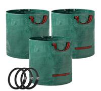 3Pcs Large Garden Bag with Handles, Heavy Duty Garden Waste Bags,Reusable Green Sacks for Collecting Grass, Leaves Debris (500L)