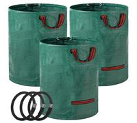 3Pcs Large Garden Bag with Handles, Heavy Duty Garden Waste Bags,Reusable Green Sacks for Collecting Grass, Leaves Debris (272L)