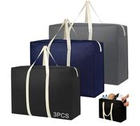 3Pcs Large Moving Bags for Storage， Foldable Holdall Duffle Clothes Duvet Bags for Packing Travelling Camping Laundry Moving House with Zips， Moving House Essentials