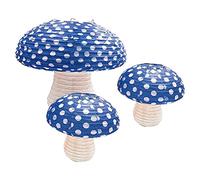 3PCS Large Navy Blue Mushroom Paper Lanterns for Forest Jungle Wonderland Themed Boy Birthday Toadstool Baby Shower Cottagecore Birthday Decorations