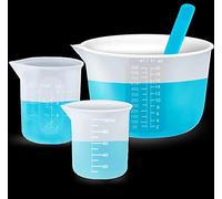 3pcs Large Silicone Measuring Cups, 600ml & 250ml & 100ml Reusable Non-Stick Silicone Mixing Pouring Cups for Epoxy Resin, Jewelry Making