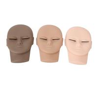 3pcs Lash Mannequin Head High Simulation Reusable Eyelash Extension Practice Mannequin for Beauty Training Dark Brown Light Brown Pink 17.5 x 10.7cm