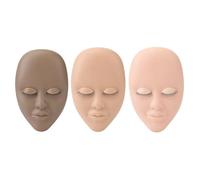 3pcs Lash Mannequin Head Realistic Training Double Layers Rubber Eyelash Mannequin Head with Replaced Eyelid Pink Light Brown Dark Brown