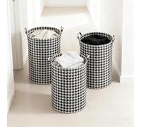 3Pcs Laundry Baskets, 75L Large Collapsible Non-Woven Washing Baskets, Waterproof Foldable Dirty Clothes Hampers with Handles for Home Bedroom Bathroom (Houndstooth)