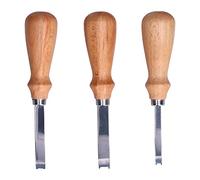 3Pcs Leather Edge Bevelers, Stainless Steel Edge Skiving Beveler Set with 4mm 6mm 8mm Curved Blade, Comfortable Beech Handle for DIY Leather Crafting and Edging